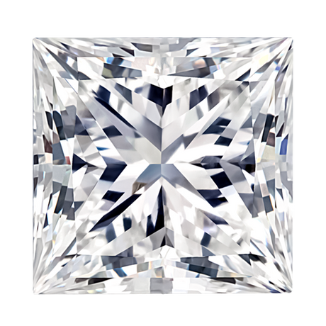 Princess cut diamond on a white background