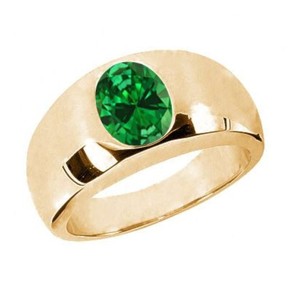 Simulated Emerald_7_Ring in 925 Yellow Gold Plated Silver