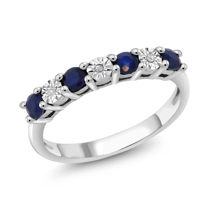 925 Sterling Silver Blue Sapphire & White Diamond Engagement Ring For Women | Wedding Ring For Women | Available In Size 5, 6, 7, 8, 9