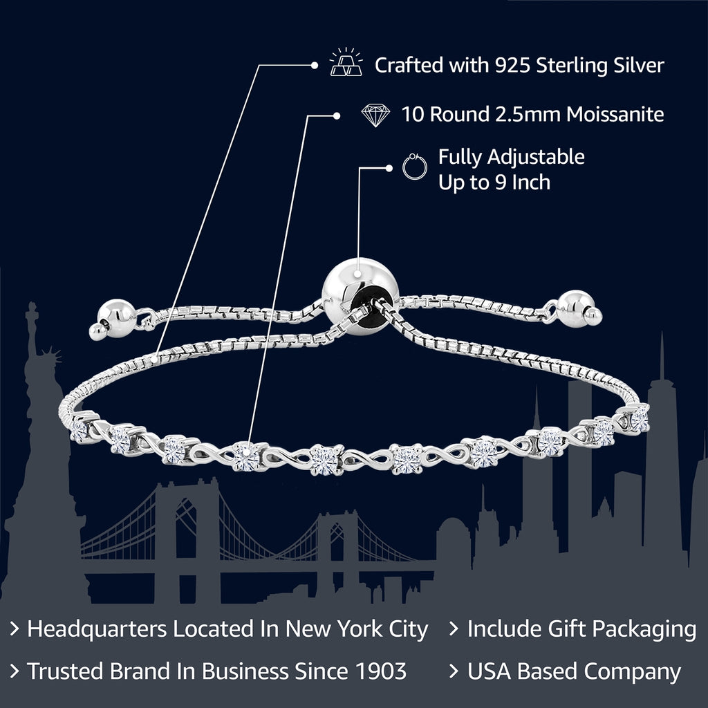 White Moissanite - April_925 Sterling Silver_Bracelet in 925 Sterling Silver