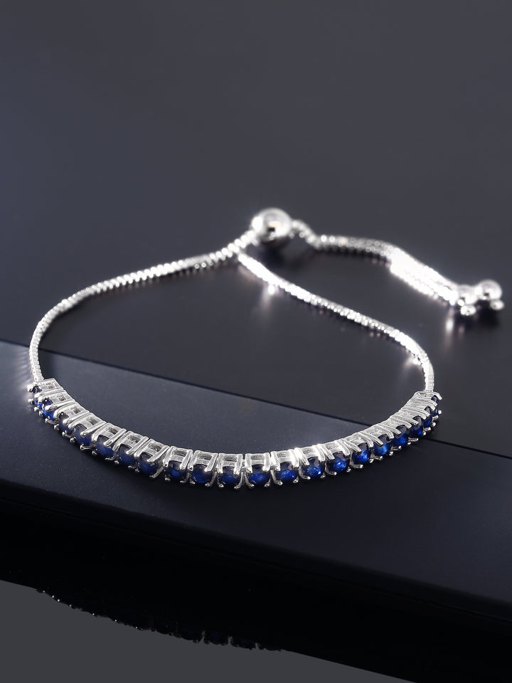 2.50 Cttw Blue Sapphire Tennis Bracelet For Women In 925 Sterling Silver | Gemstone Birthstone | Fully Adjustable Up to 9 Inch