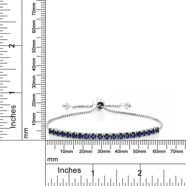 2.50 Cttw Blue Sapphire Tennis Bracelet For Women In 925 Sterling Silver | Gemstone Birthstone | Fully Adjustable Up to 9 Inch