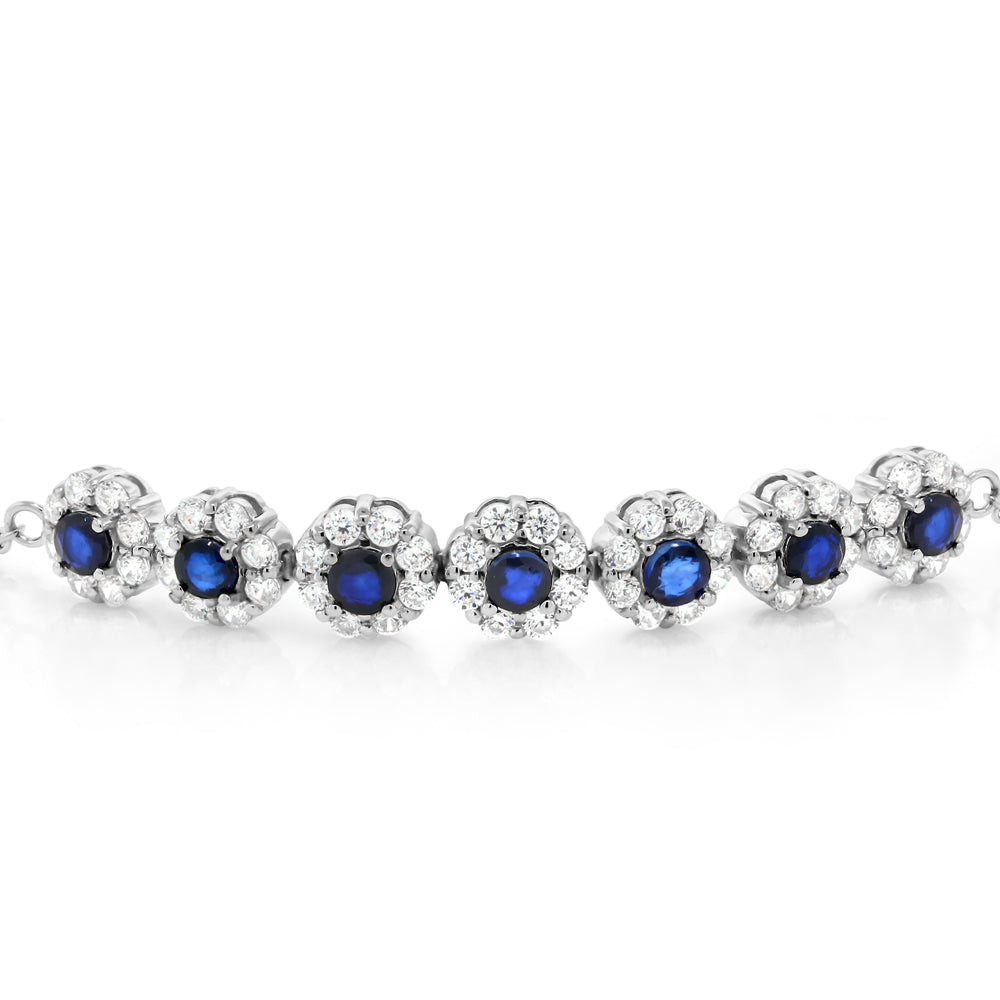 1.80 Cttw Blue Sapphire Tennis Bracelet For Women In 925 Sterling Silver | Gemstone Birthstone | 7 Inch with 2 Inch Extender