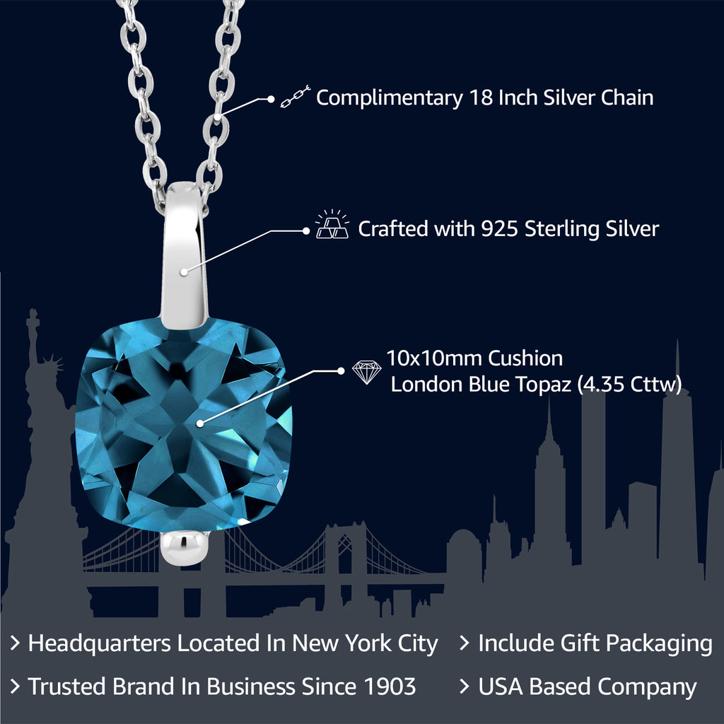 London Blue Topaz - November_Pendant in 925 Sterling Silver