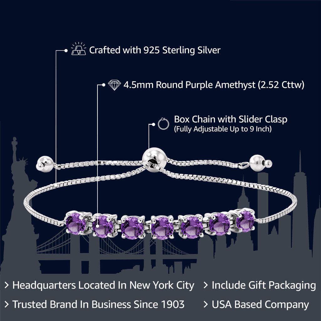 Amethyst - February_Bracelet in 925 Sterling Silver