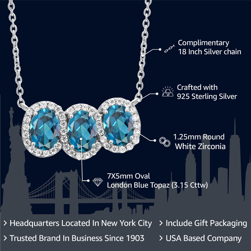 Topaz and Zirconia_Necklace in 925 Sterling Silver