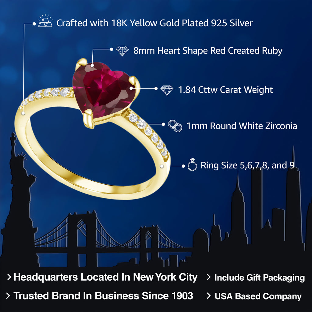 Created Ruby - July_Ring in 925 Yellow Gold Plated Silver