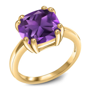 Purple_7_Ring in 925 Yellow Gold Plated Silver