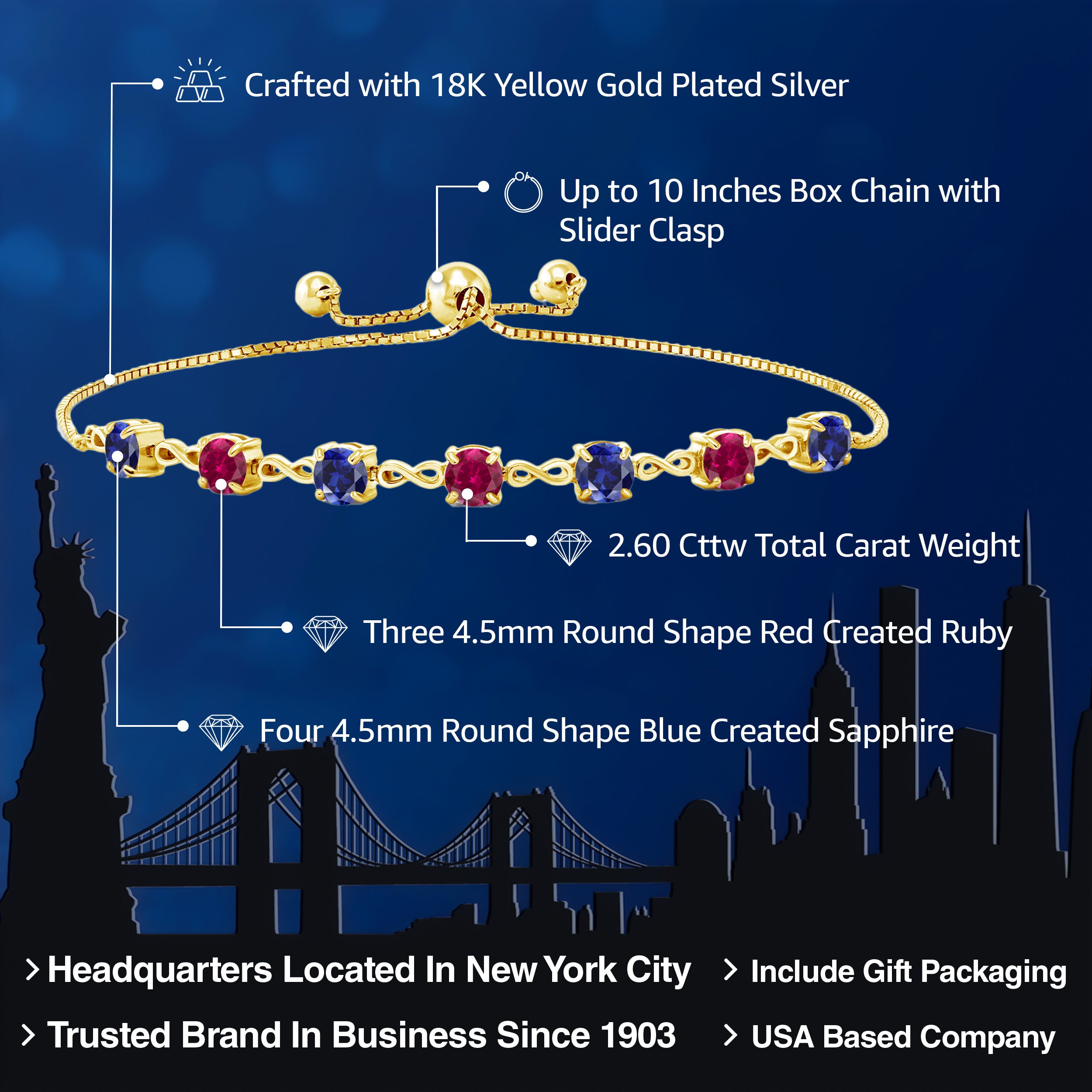 Bracelet in 925 Yellow Gold Plated Silver