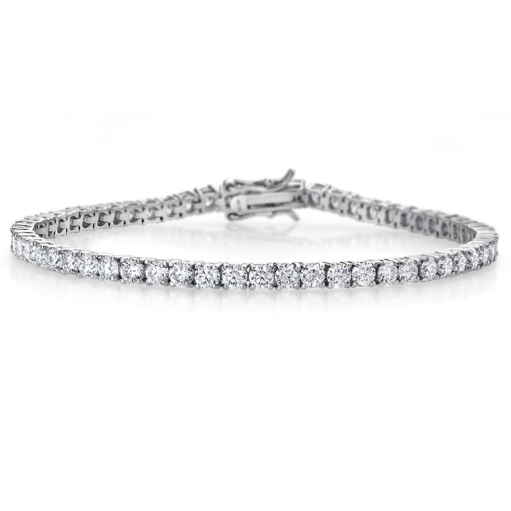 925 Sterling Silver Moissanites Tennis Bracelet Pendant Necklace Set For Women | Bracelet 6.00 Cttw and 3MM Round Stones, 7.25 Inch | Pendant 1.54 Cttw and 5MM Stone with 18 Inch Chain