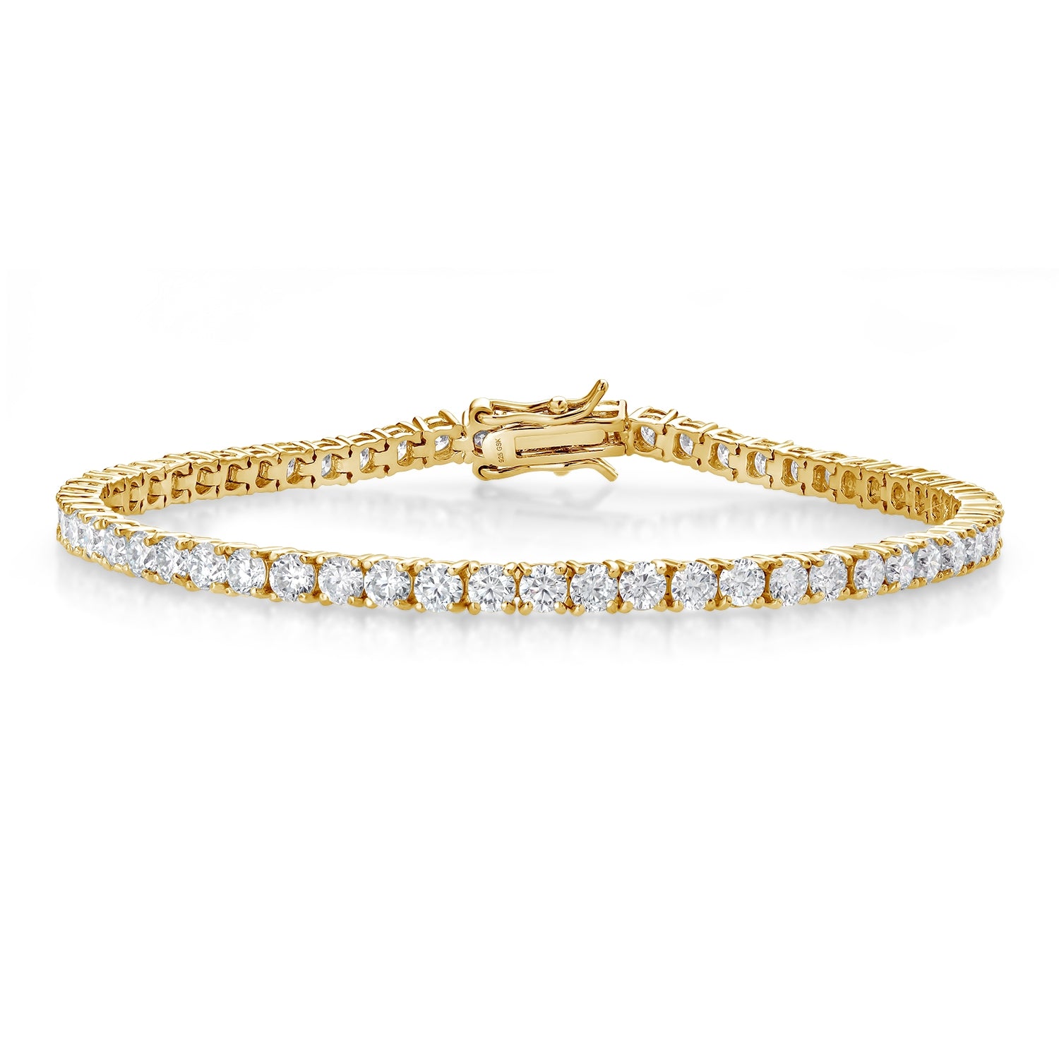 6.00 Cttw 7.25 Inches 18K Yellow Gold Plated Silver Tennis Bracelet for Women Set with Round Moissanite