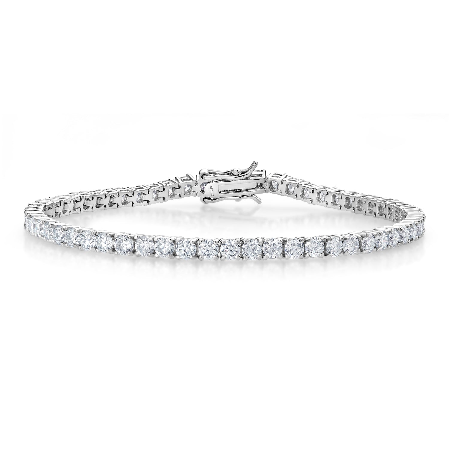 6.00 Cttw 925 Sterling Silver White Moissanites Tennis Bracelet for Women | Color G-H | Round 3MM | 7.25 inch