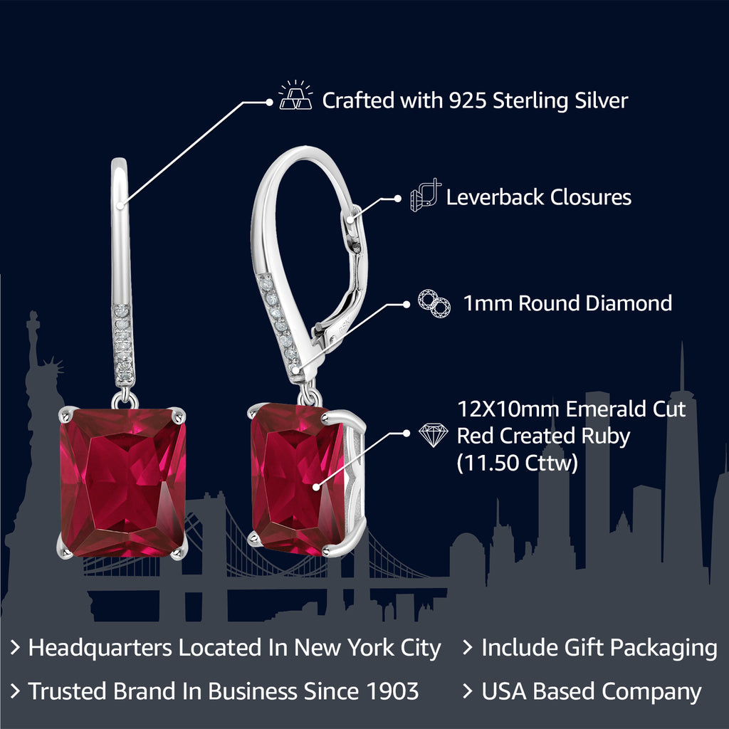 Red Created Ruby - July_925 Sterling Silver_Earrings in 925 Sterling Silver