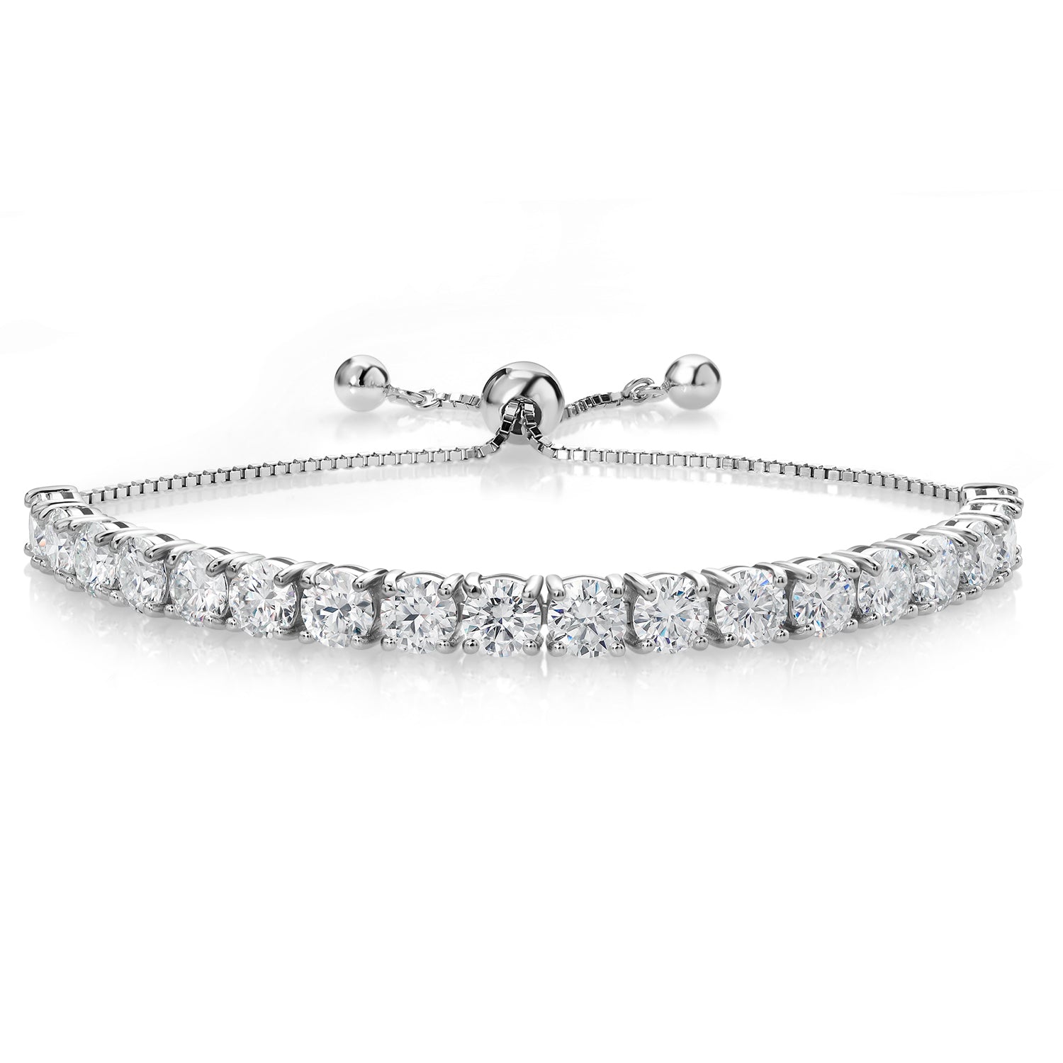 9.00 Cttw 925 Sterling Silver White Moissanite Tennis Bracelet For Women | Round 5MM | Fully Adjustable Up to 10 Inch