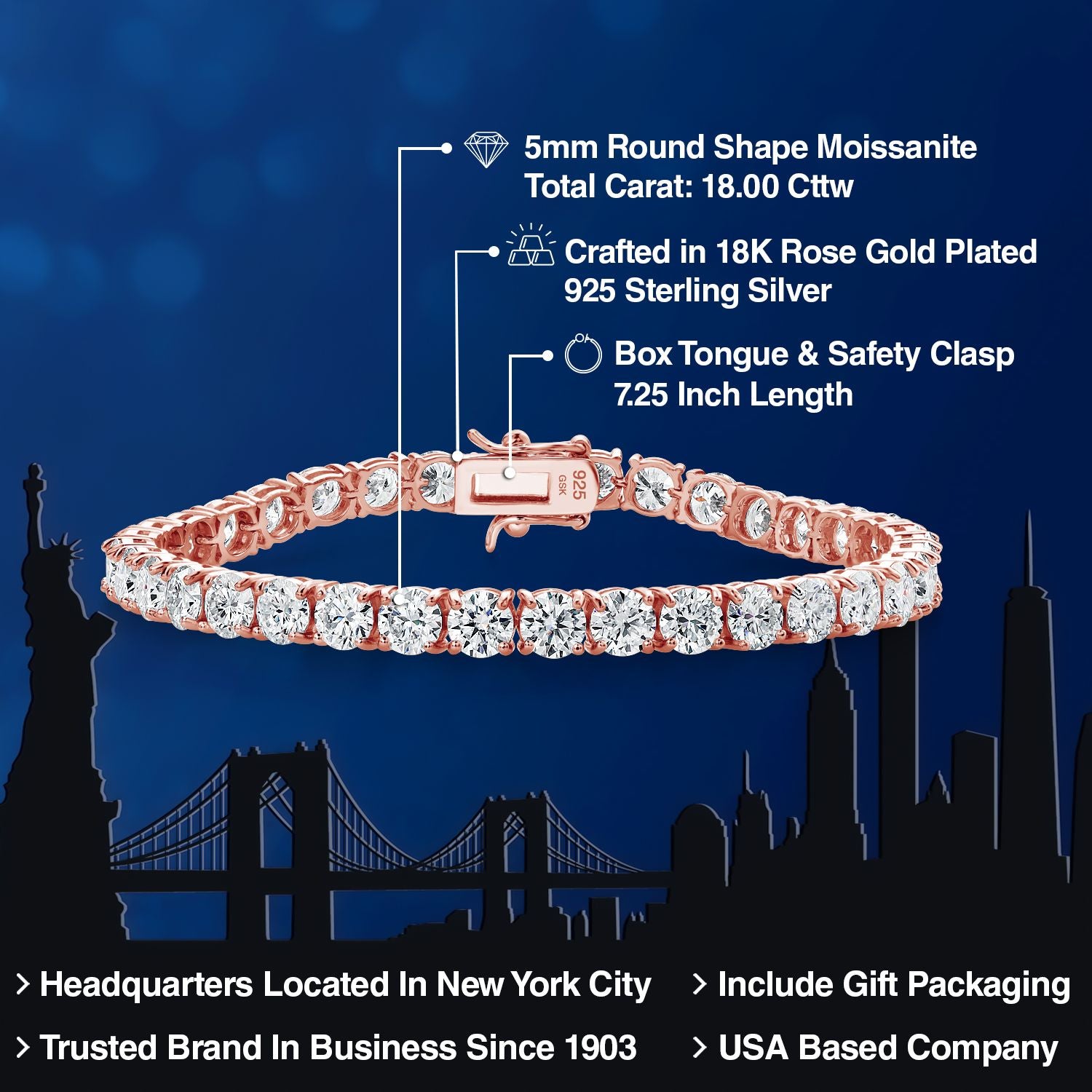 Bracelet in 925 Rose Gold Plated Silver