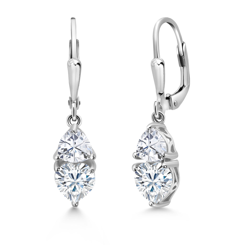 White Moissanite - April_925 Sterling Silver_Earrings in 925 Sterling Silver
