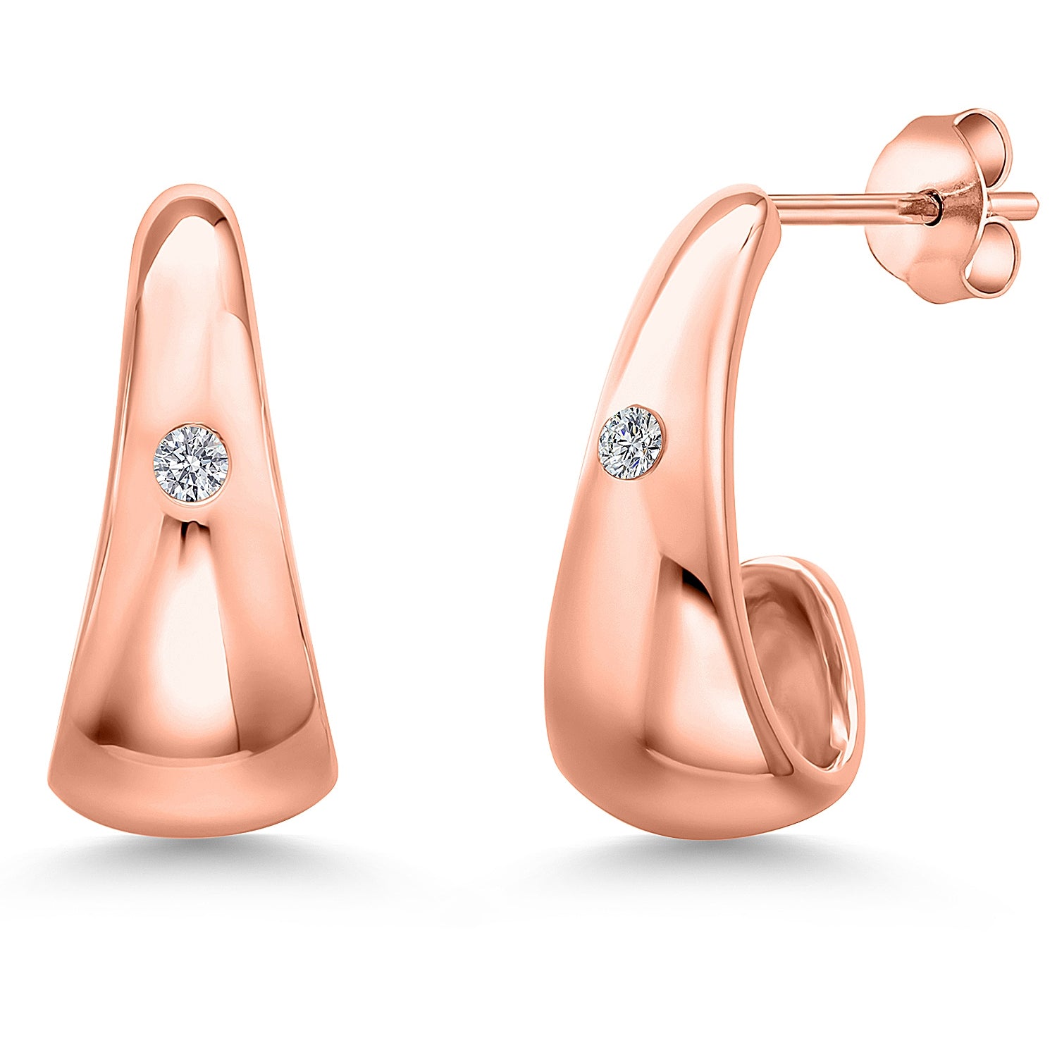 18K Rose Gold Plated Silver Lab Grown Diamond Teardrop Chunky Hoop Earrings | 19X8MM = 3/4 Inch | G-H Color | VS-SI Clarity | Drop Earrings For Women Men | Designer Dupe Earrings