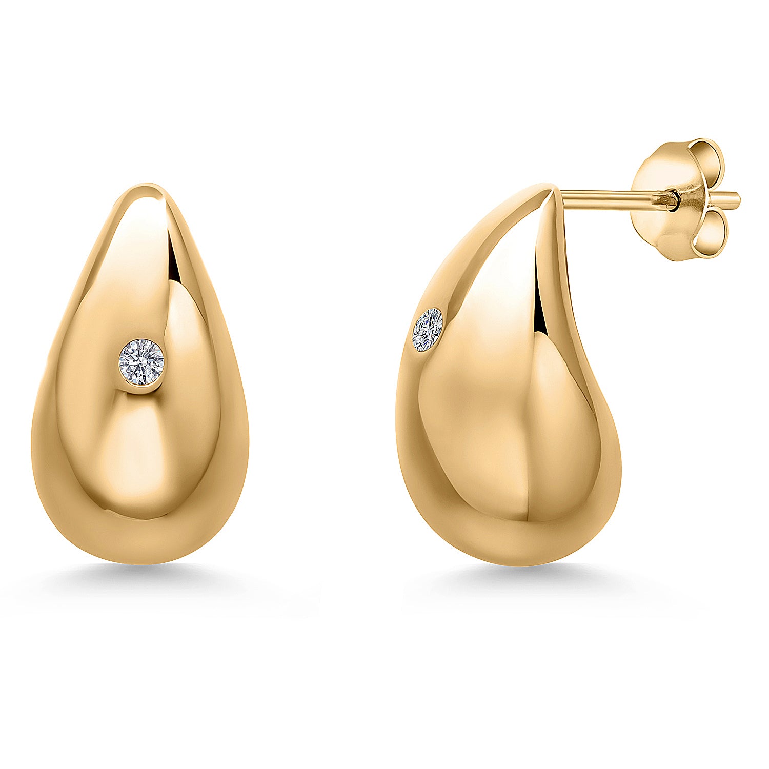 18K Yellow Gold Plated Silver Lab Grown Diamond Teardrop Chunky Hoop Earrings | 19X10MM = 3/4 Inch | G-H Color | VS-SI Clarity | Drop Earrings For Women | Designer Dupe Earrings