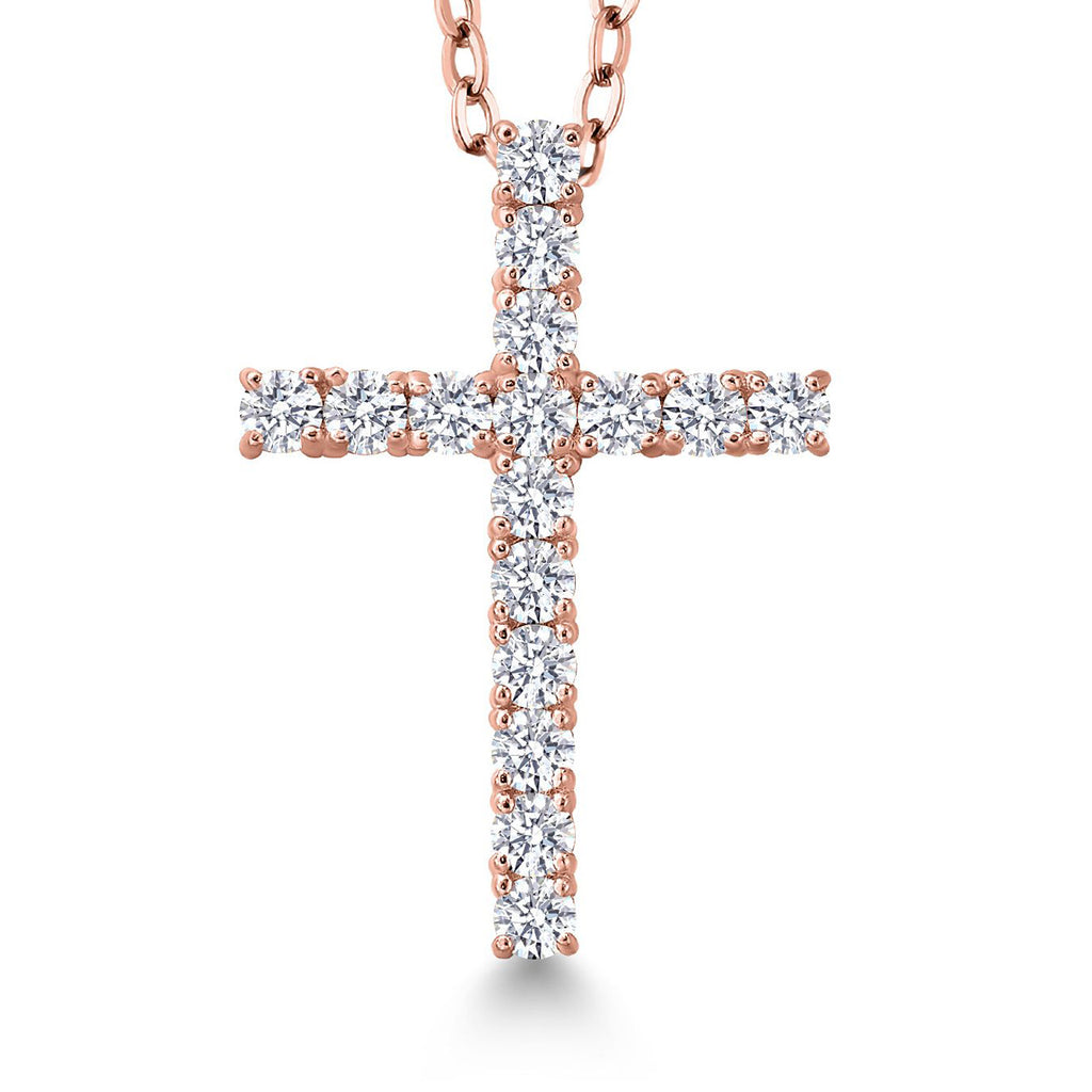 0.70 Carats_Rose Gold Plated Silver_Pendant in 925 Rose Gold Plated Silver