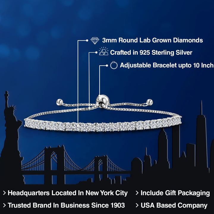 2 Carats_E - F_Bracelet in 925 Sterling Silver