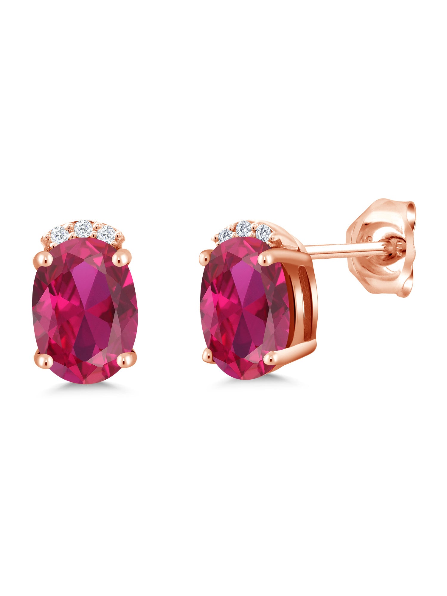 Created Ruby - July_Earrings in 925 Rose Gold Plated Silver