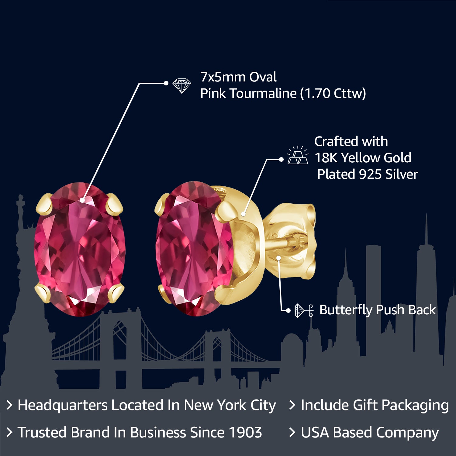 Earrings in 925 Yellow Gold Plated Silver