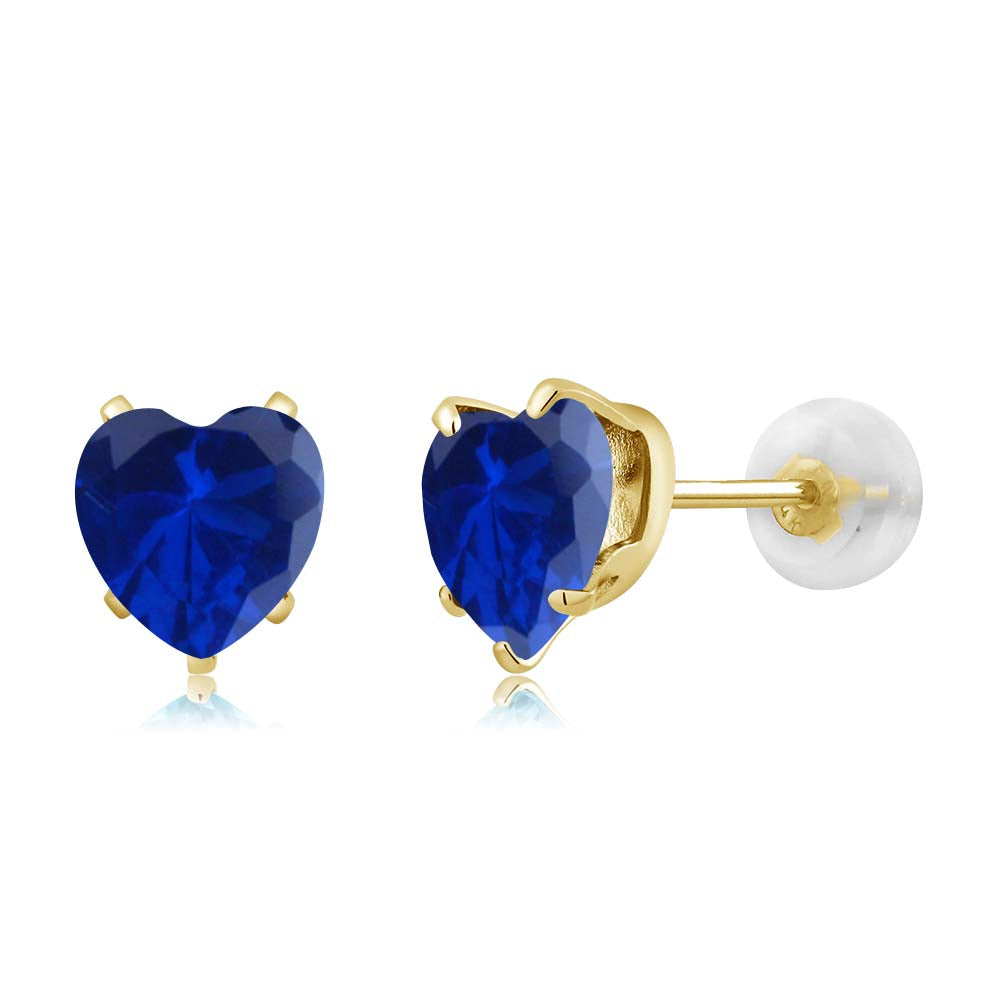 Blue Created Sapphire - September_10K Yellow Gold_Earrings in 10K Yellow Gold