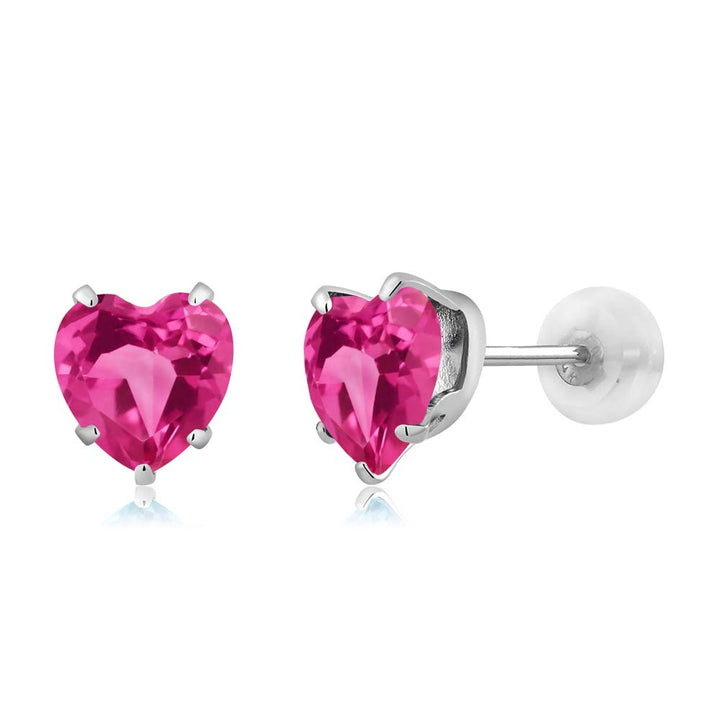 Pink Created Sapphire - September_10K White Gold_Earrings in 10K White Gold