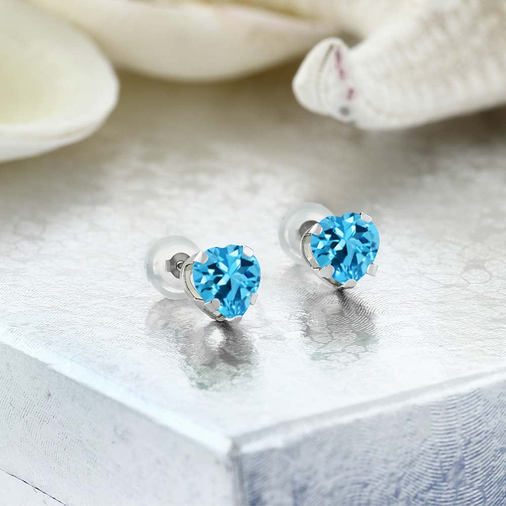 Swiss Blue_10K White Gold_Earrings in 10K White Gold