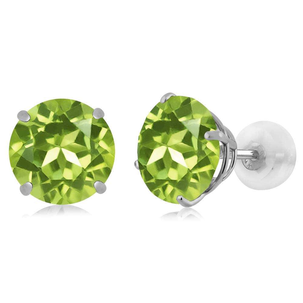 Peridot - August_Earrings in 14K White Gold