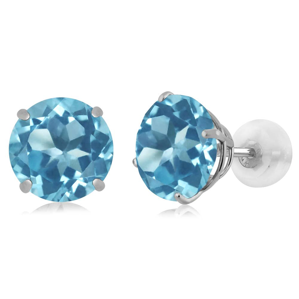 Swiss Blue Topaz - November_Earrings in 14K White Gold