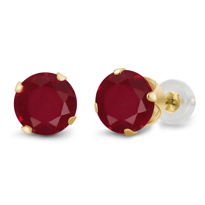 Ruby - July_Earrings in 14K Yellow Gold