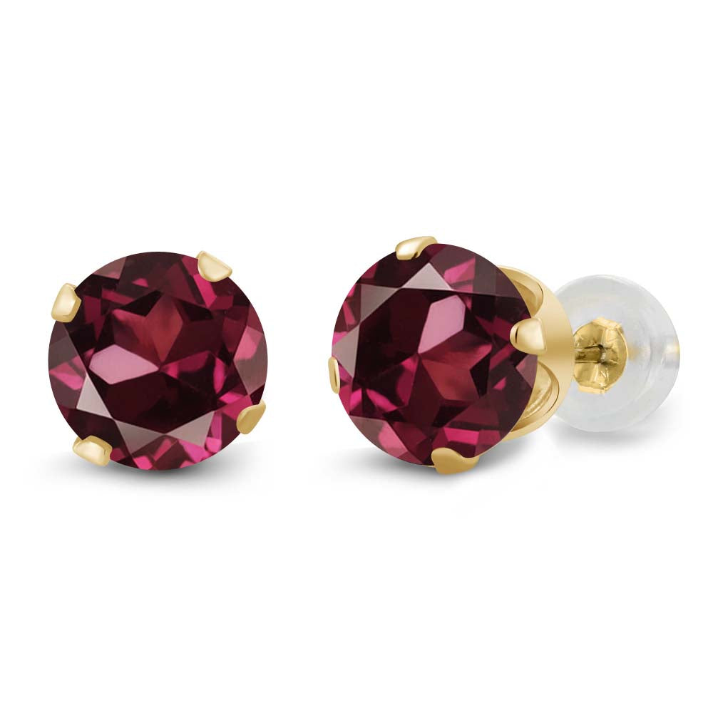 Rhodolite Garnet_Earrings in 14K Yellow Gold