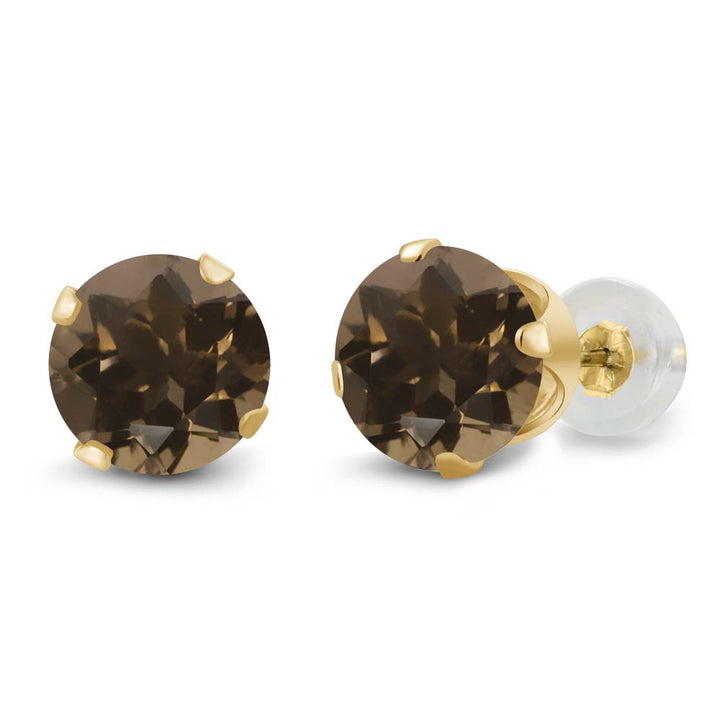 Smoky Quartz_Earrings in 14K Yellow Gold