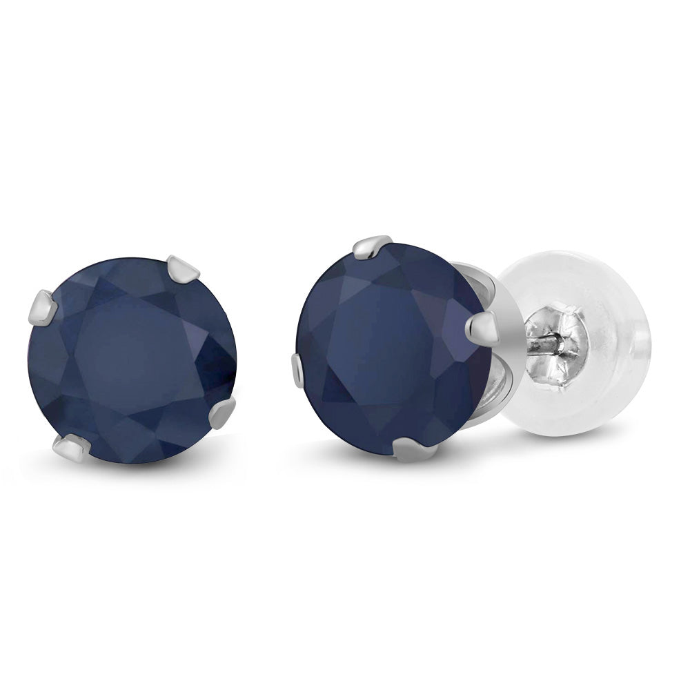Blue Sapphire - September_Earrings in 10K White Gold