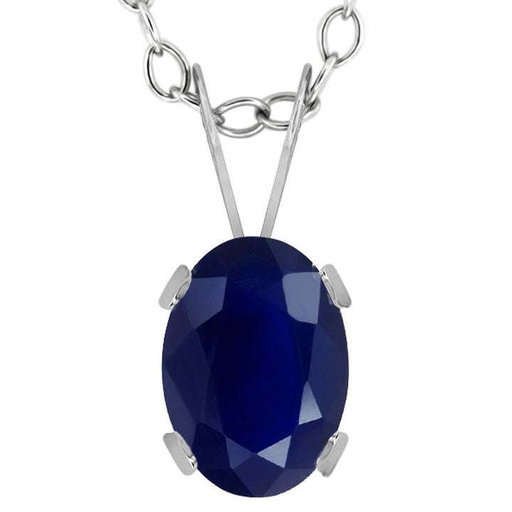 Blue Sapphire - September_Pendant in 14K White Gold