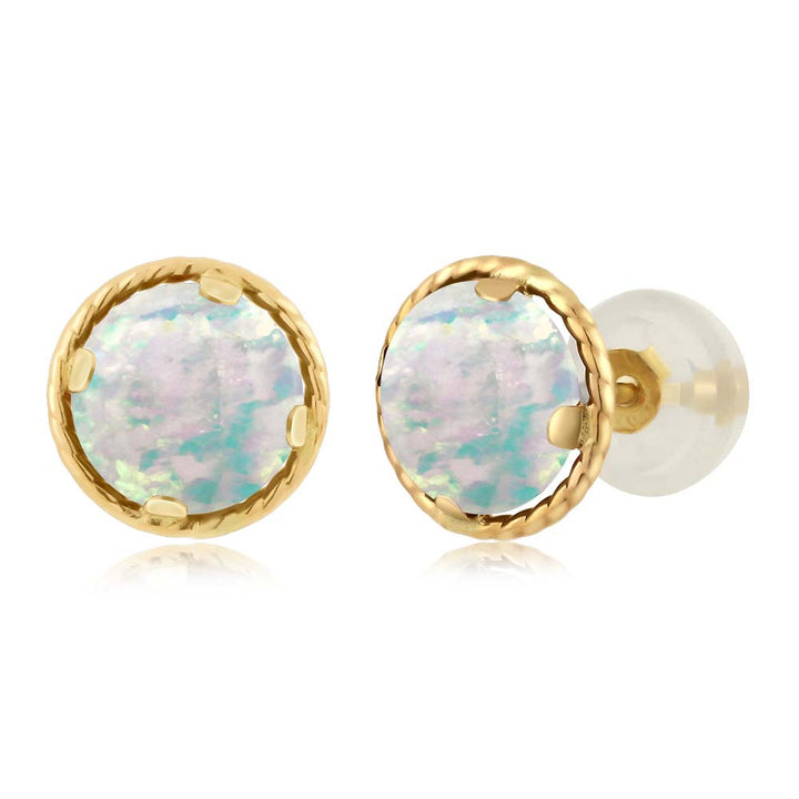 White Opal-Cabochon - October_14K Yellow Gold