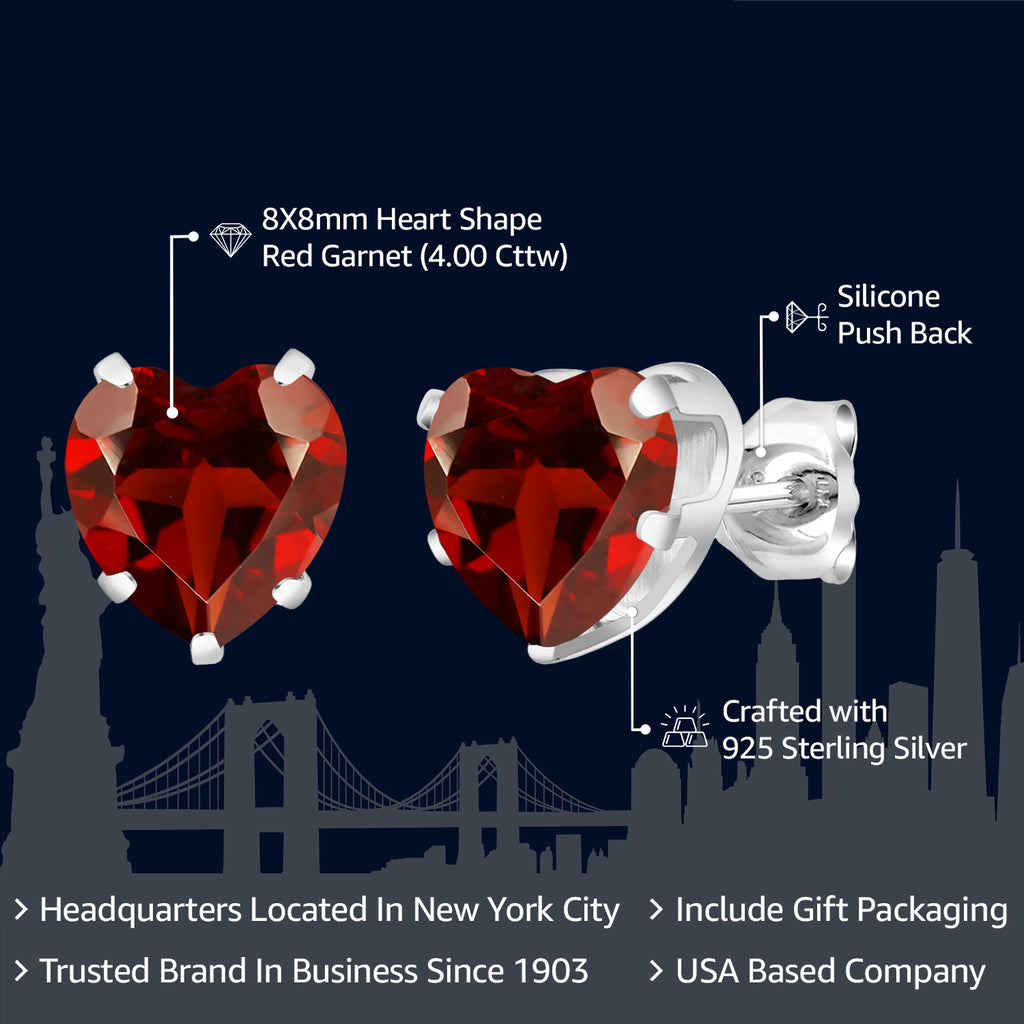 Garnet - January_Earrings in 925 Sterling Silver