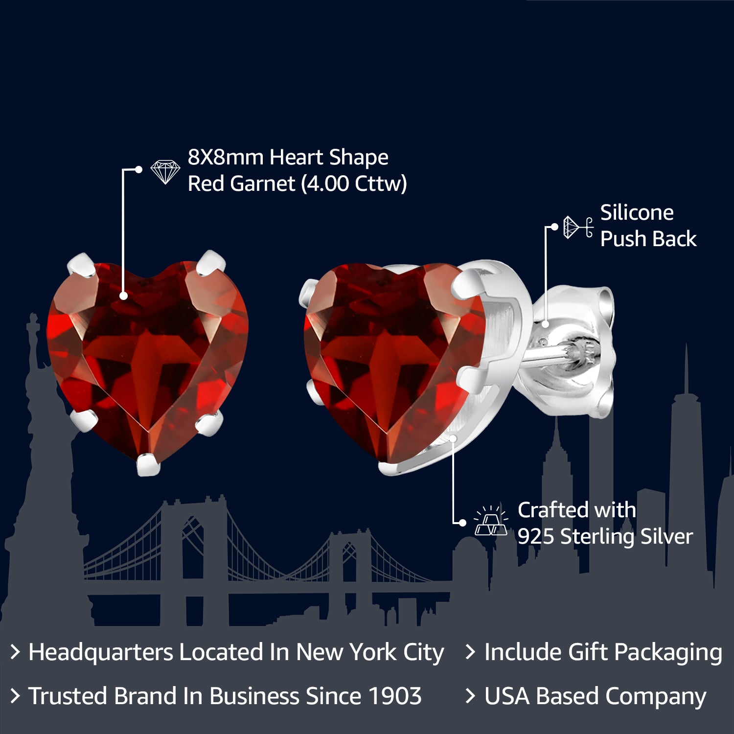 Garnet - January_Earrings in 925 Sterling Silver