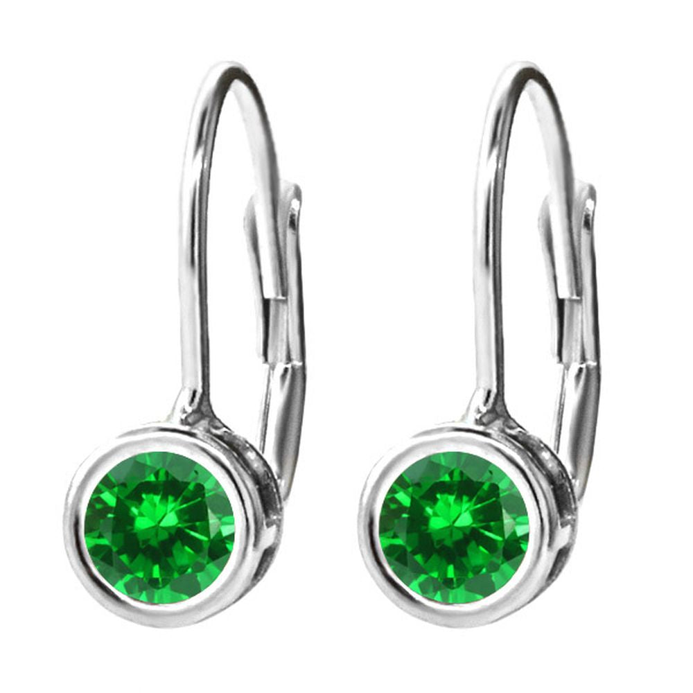 Created Emerald - May_Earrings in 925 Sterling Silver