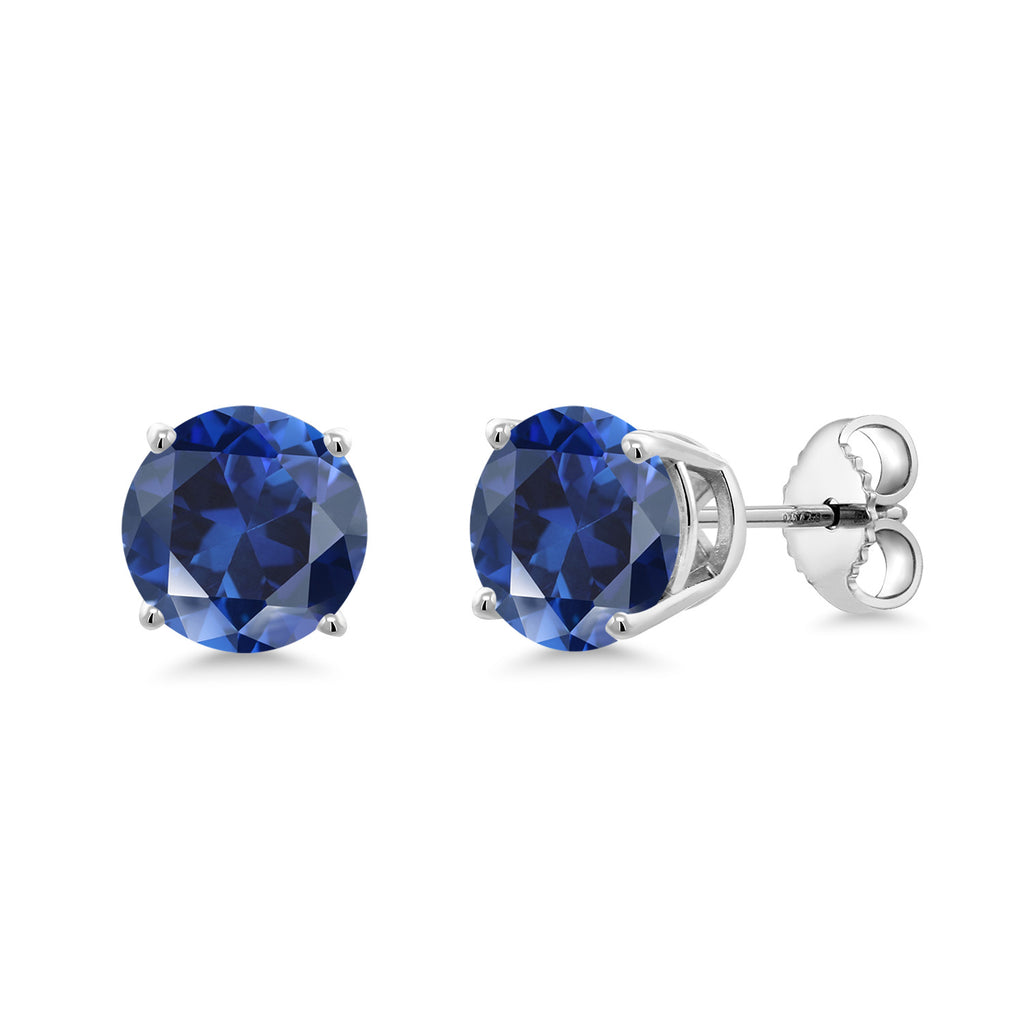 Blue Created Sapphire - September_Earrings in 925 Sterling Silver
