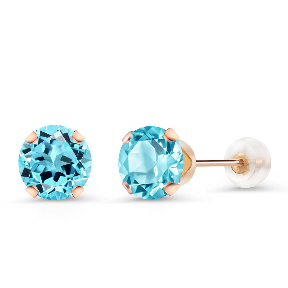Swiss Blue Topaz - November_Earrings in 10K Rose Gold