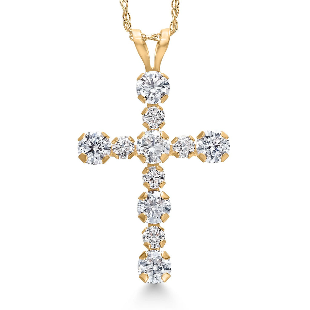 White Moissanite - April_Pendant in 14K Yellow Gold