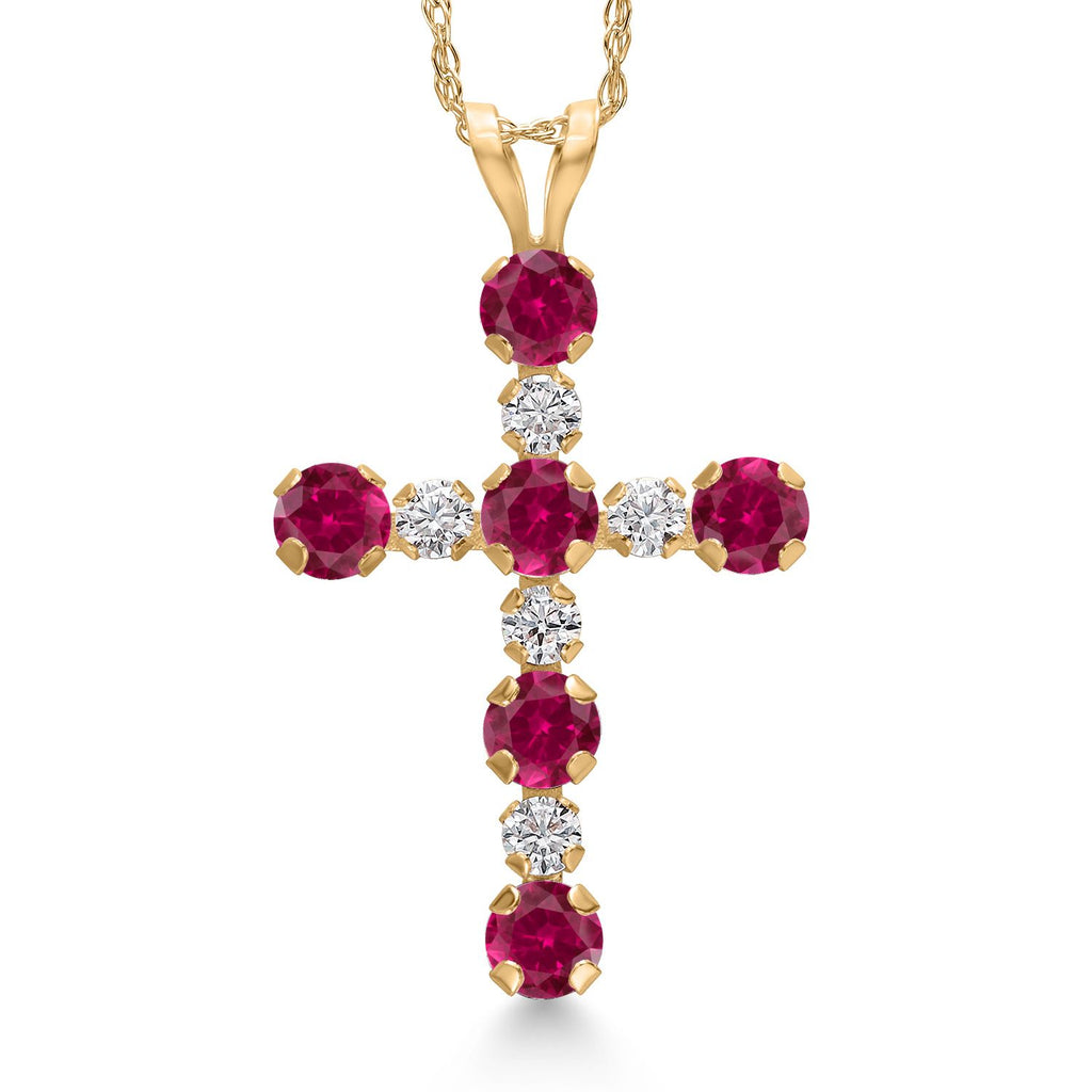 Created Ruby - July_Pendant in 14K Yellow Gold