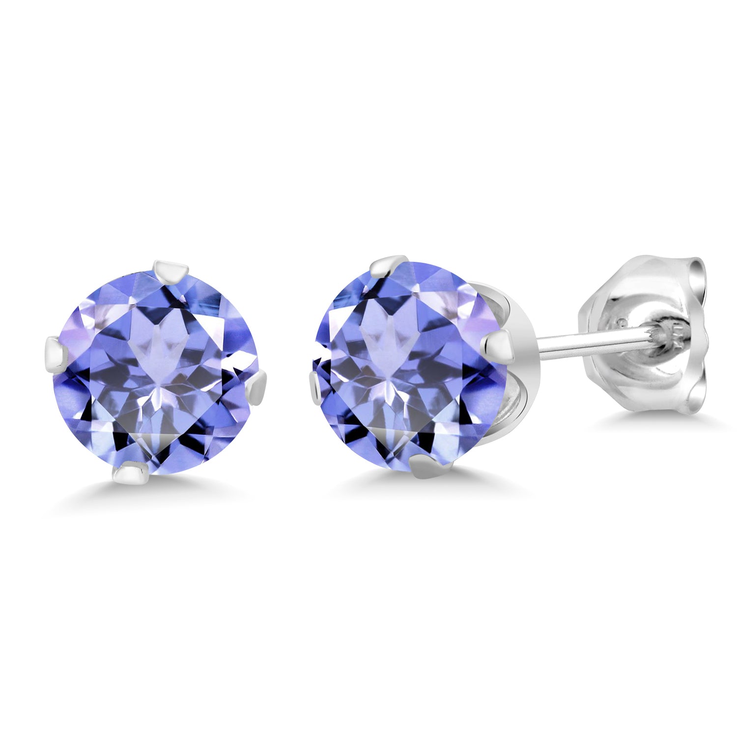 925 Sterling Silver Tanzanite Earrings | 1.00 Cttw | Round 5MM | Gemstone Birthstone Stud Earrings For Women Men